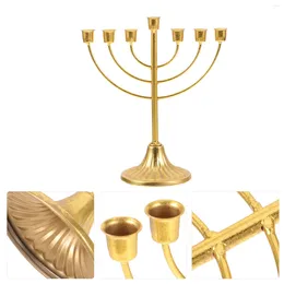 Kandelhouders Joodse houder Hanukkah Menorah 7 Branch Traditionele Candelabra Retro Decortick Metal Stand