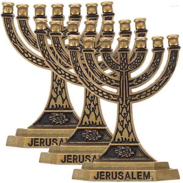 Bougeoirs Jewish Stand Sept Trou Candlestick Decoration Table à manger Tableau 7-Arms Menorah Arms