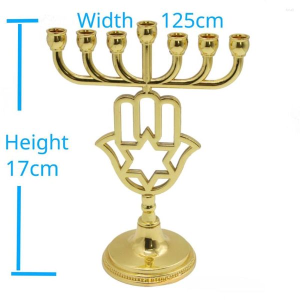 Candlers Judaica Hanukkah Candlestick Holder Metal Gift Articles Zinc Alloy Palm Gold Lamp Stand Home Decoration