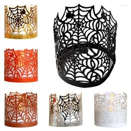 Kaarshouders KX4B 50st Halloween Web Paper Cut Hollow Vlamloze Theelichtje Lam