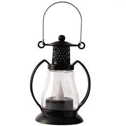 Kaarsenhouders Lantern Flameless Kerosene Lamp Vintage LED Light Camping Portable Tent Decoratief