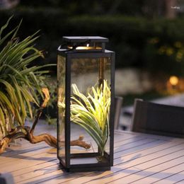 Bougeoirs Grands noirs Solaire Solaire Outdoor Glass Verre Verre Habout Candelabra suspendu en métal Chandelier Garden de mariage pour la maison Décoration