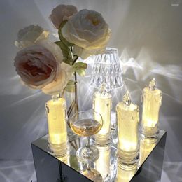 Bougeoirs LED sans flamme bougies lumières 2 pièces pilier en plastique lumière vacillante pour fête dîner romantique décor de mariage rustique