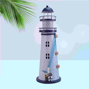 Bougeoirs LED phare lanterne Style méditerranéen support en fer modèle marin nautique veilleuse décoration de la maison