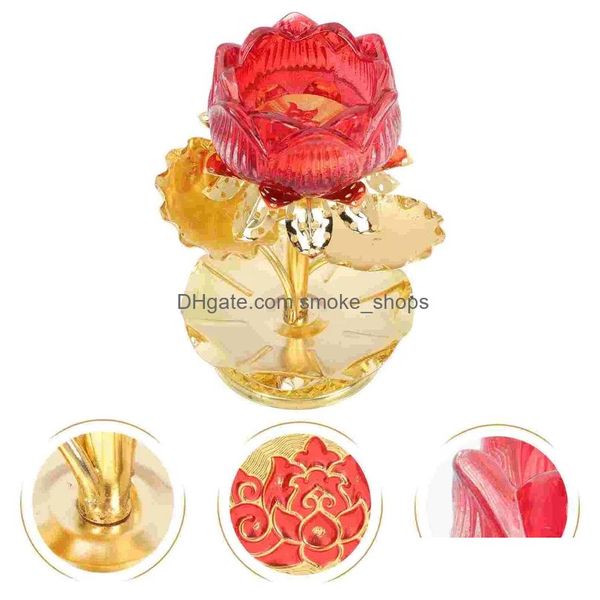 Bougeoirs Lotus Chandelier Relius Titulaire Ghee Conteneur Simation Verre Bougeoir Alliage Drop Livraison Maison Jardin Dh8Wm