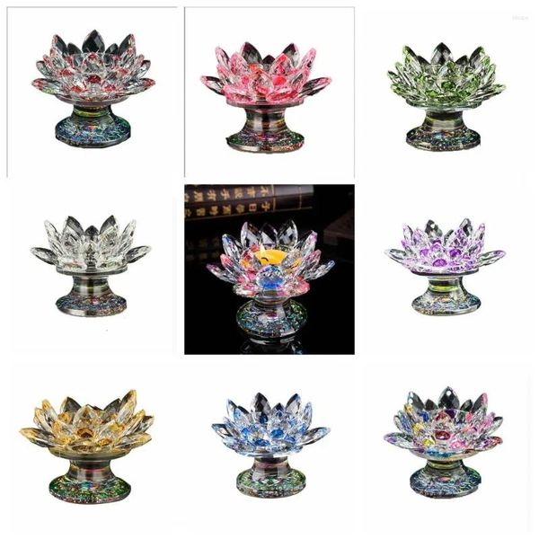 Bandlers Lotus Flower Quartz Crystal Feet Multicolor Figurines Pureté Holder Bandlestick Party