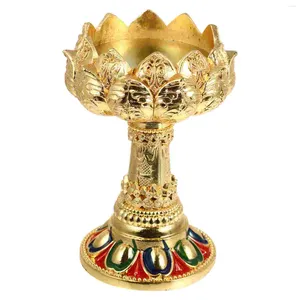 Kandelaars Lotus Ghee Houder Gouden Metalen Kandelaar Kandelaar Olie Boterlamp Tafelblad Decor Legering Boeddha Theelichtje