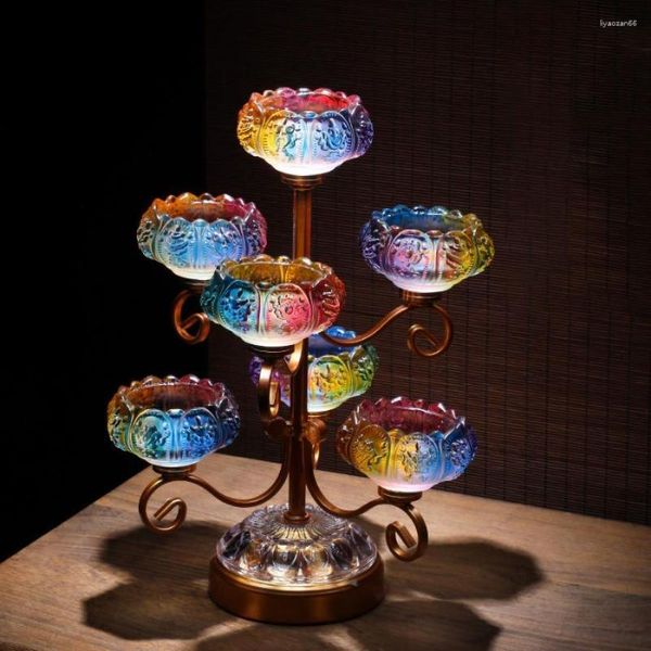 Bougeoirs Lotus piédestal Vintage support décorations coloré chandelier verre classiques Kerzenhalter accessoires de décoration de la maison