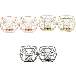 Soportes de velas Luda Metal Soporter de 2 Luces de té geométricos Pilar de té Linterna Decoración moderna para el hogar