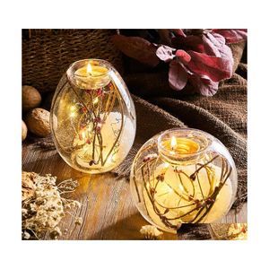Candelabros de lujo flor europea de cristal pequeño comedor romántico soporte de mesa linterna de mercurio decoración nórdica para el hogar entrega de la gota Garde Dhcqk