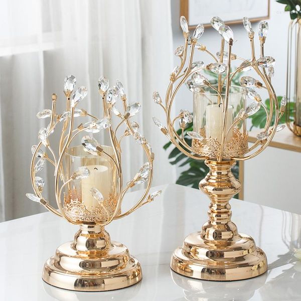 Candelabros de cristal de lujo, soporte de cristal, cena romántica, Vintage, nórdico, Porte Bougie, decoración del hogar