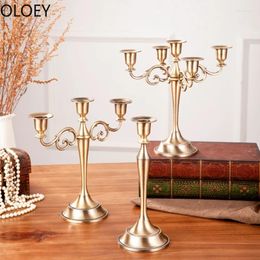 Partes de velas Mesa de boda de soporte de metal de oro de lujo Partes de mesa altos