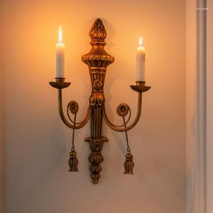 Kandelaars Luxe metalen kroonluchter Antieke vintage muurstandaard Unieke Europese Portavelas Home Decorations