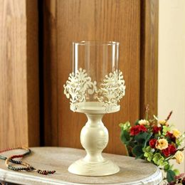 Soportes de velas Luxury Modern Metal Glass Glass Soporte de hierro romántico Decoración europea Sala Decoración de habitaciones