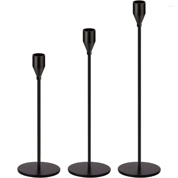 Candelabros Mate Candelabro negro Soporte de metal para bodas Comedor Fiesta Se adapta a velas LED de 3/4 pulgadas