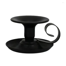 Kandelaars Matte Black Iron Candlestick Holder European Style Stick Vintage Retro Classic Look for for