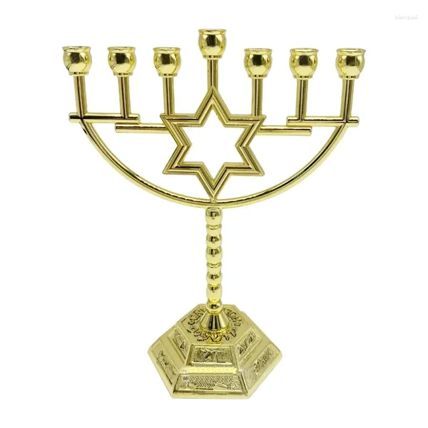 Candlers Menorah Holder 7 Branch Gold plaqué stand de chandelier Ornements Dropship