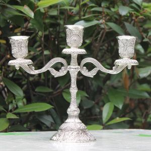 Portavelas Metal 3 brazos diseño hueco candelabro soporte de mesa decoración de boda candelabro candelabro para el hogar