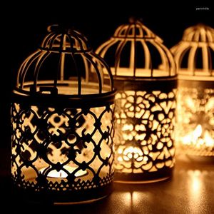 Kaarsenhouders metalen vogelkooi bruiloft houder gouden en zilveren lantaarn marokko vintage kleine lantaarns voor kaarsendecoratie