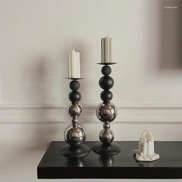 Bougeoirs en métal bougies noires parfumées centre de luxe géométrique chandelier de sol haut festival lustre bougeoir décorations pour la maison