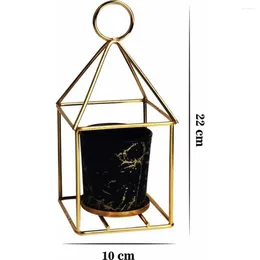 Candlers porte-traits de motif en marbre de cage en métal ensemble