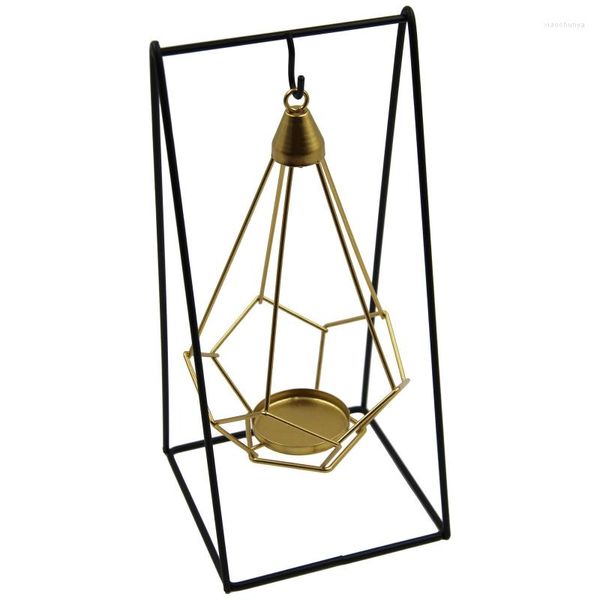 Bougeoirs Porte-bougie votive Cage en métal avec formes géométriques Cadeau facile à utiliser pour îlot de cuisine Salle à manger Durable