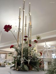 Candelabros de Metal candelabro acrílico florero florero soporte de boda mesa centro de mesa soporte camino plomo para decoración de fiesta