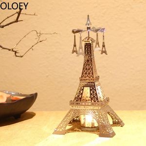 Kaarsenhouders metalen kandelaardecor -houder zilveren ster romantisch kaarslicht diner Paris Tower Rotary Tall Gols middelpunt standpunt