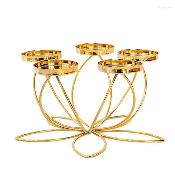 Candelabros Candelero De Metal para Accesorios De Cena Romántica A La Luz De Las Velas Decoración De Mesa Moderna Dormitorio De Estilo Retro Fácil De Usar Dorado