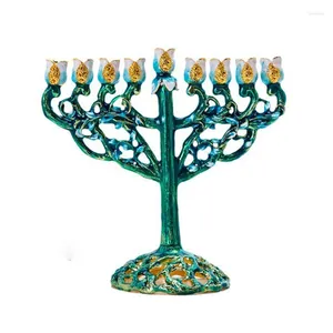 Bougeoirs Metal Candlestick rétro émail à la maison Table de réglage religieux Judaïsme du milieu-orient