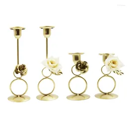 Bandlers Metal Candlestick Harough Iron Holder Flower Candelabra For Home Wedding Dinning Party Romantic Stand
