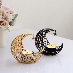 Bougeoirs Métal Croissant Chandelier Art Artisanat Eid Moon Star Ornements Cadeaux De Vacances Décor À La Maison Pour La Fête De Noël