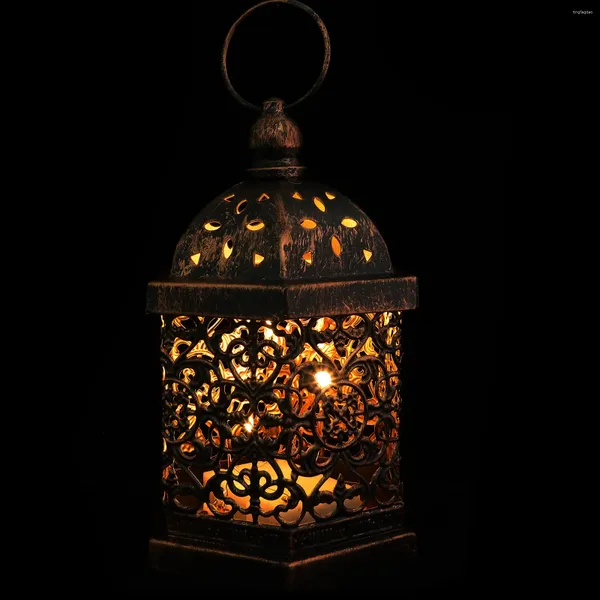 Bougeoirs en métal, lanterne décorative pour Halloween, lampe de Style Vintage, fer marocain, lumière sans flamme