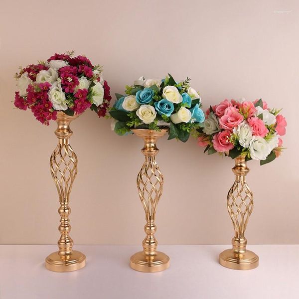 Candelabros Metal flores florero titular chapado en oro hierro trenzado candelabro boda candelabro decoración del hogar