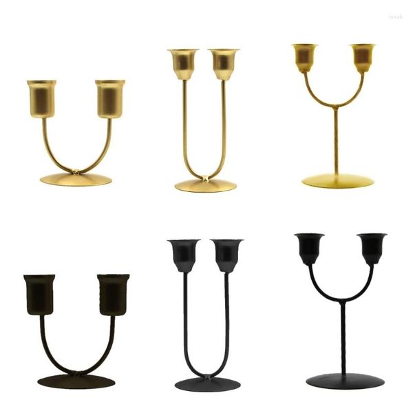 Bougeoirs support en métal 2 bras candélabres pour mariage prière chandelier support Table à manger pièce maîtresse décoration