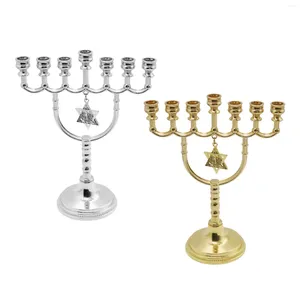 Soportes de velas Soporte de metal Hanukkah Menorah Candelera geométrica tradicional para la fiesta de bodas de banquetes Aniversario Decoración del hogar