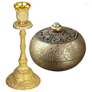 Candlers porte-métaux stand candélabra conique d'or chandelier b en alliage d'encens brûleurs rétro