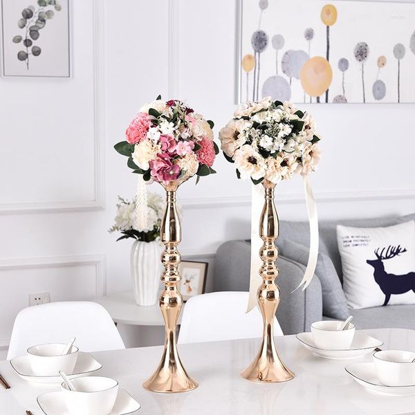 Bougeoirs Titulaire En Métal De Mariage Fleur Vase Simulation Boule De Soie Pièce Maîtresse Maison Fête Table Art