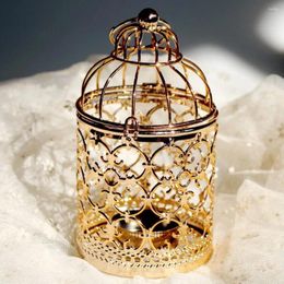 Candlers Metal Hollow Birdcage Holder Tealight Sanging Bandlestick - E-Rose Gold