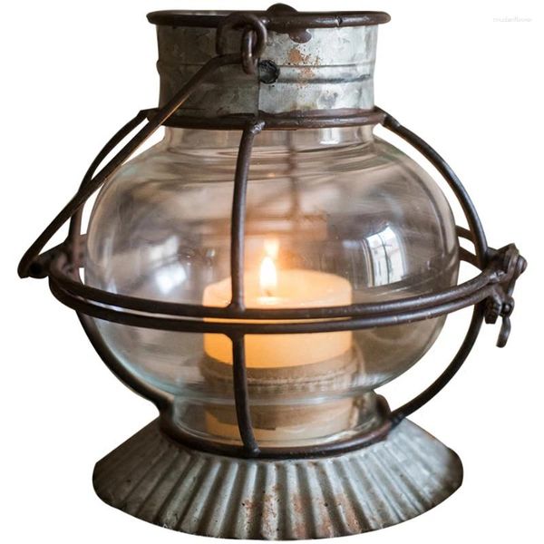 Candlers porte-lanterne en métal décoration de fer de chandelier phare contenant Fener Mumluk Glass Vintage 40KO217