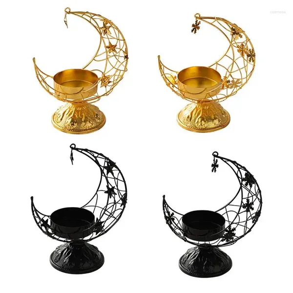 Candlers Habet Metal Moon Holder Romantic Elegant Pillar Desktop Bureau Décoration pour la fête pour manger