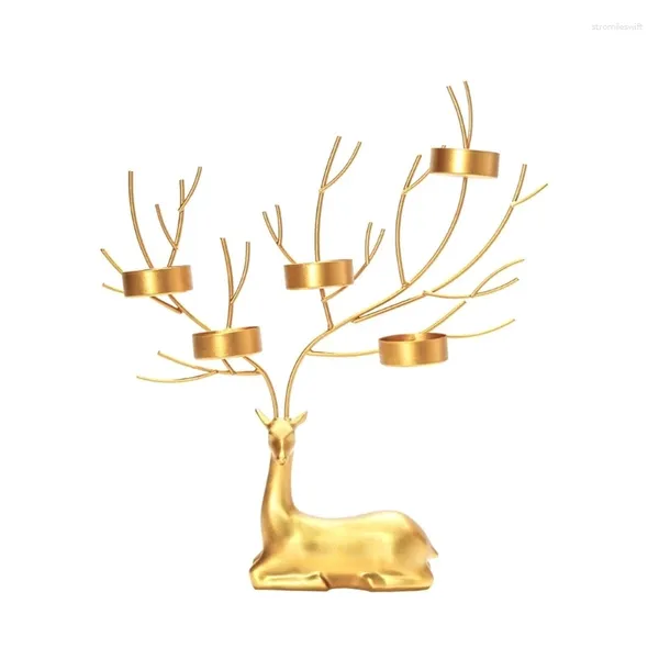 Bandlers Metal Reindeers GoldHolder Gold Color 5 Soalights Stand pour Noël