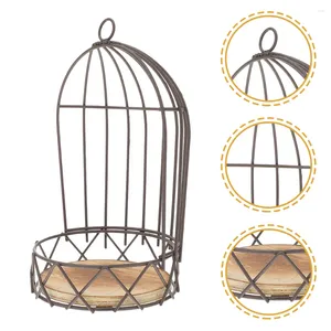 Bougeoirs supports en métal étagère de cage à oiseaux ornement de festival lanternes de cage à oiseaux chandelier décoratif porte-fleurs support en bois massif