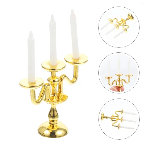 Bougeoirs Mini trois têtes enfants jouets scène accessoires chandelier maison ornements alliage enfant bricolage modèles miniatures