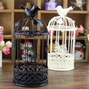 Portavelas moderno candelabro centro de mesa lindo hierro a prueba de herrumbre portátil mariposas titular jaula para pájaros