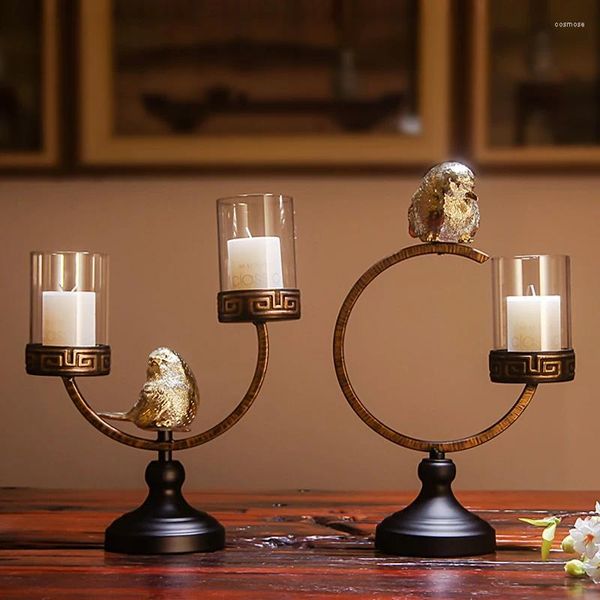 Partes de velas Modernas Adornos de boda de velas chinas Crafts Decoraciones para el hogar de Aves Sala de estar Creativa Retro Linter