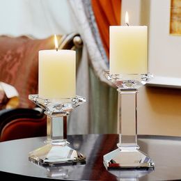 Kandelaars Modern Crystal Transparant Glass Candlestick Centros de Mesa Para Boda Home Decor Bruiloft centerpieces voor tafels