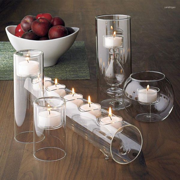 Bougeoirs D￩coration moderne Artisanat Porte-verre Table de d￮ner Afficher l'atmosph￨re accessoires Ornement ￠ la maison Cadeaux de chandeliers