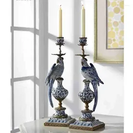 Bougeoirs Design moderne luxe maison céramique porcelaine avec support en cuivre une paire artisanat oiseau statue pour la décoration