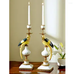 Candelabros modernos de gran tamaño, cerámica de porcelana con candelabro de cobre, par de candelabros artesanales para decoración del hogar